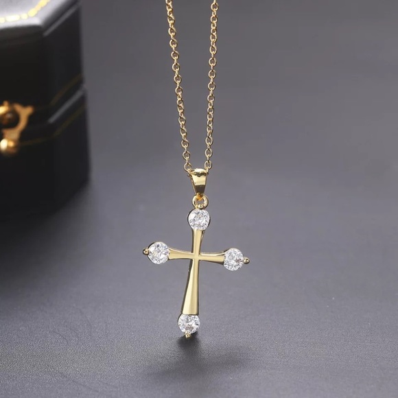 Gold Plated Double Fair Goth Pendants Necklace - Picture 6 of 8